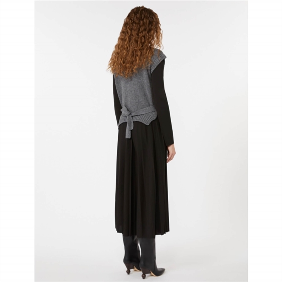 Weekend Max Mara Jersey Kjole W. Knitted Waistcoat, Sort/Grå